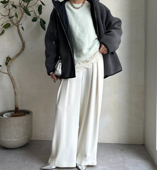  「ボア配色フーディーコート」|その他|