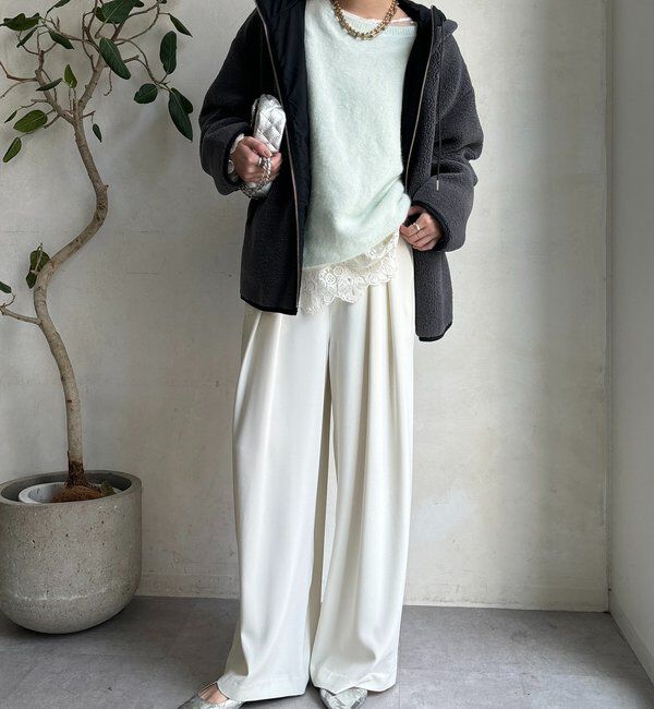  「ボア配色フーディーコート」|その他|