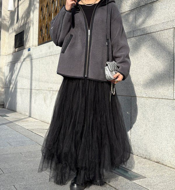  「ボア配色フーディーコート」|その他|