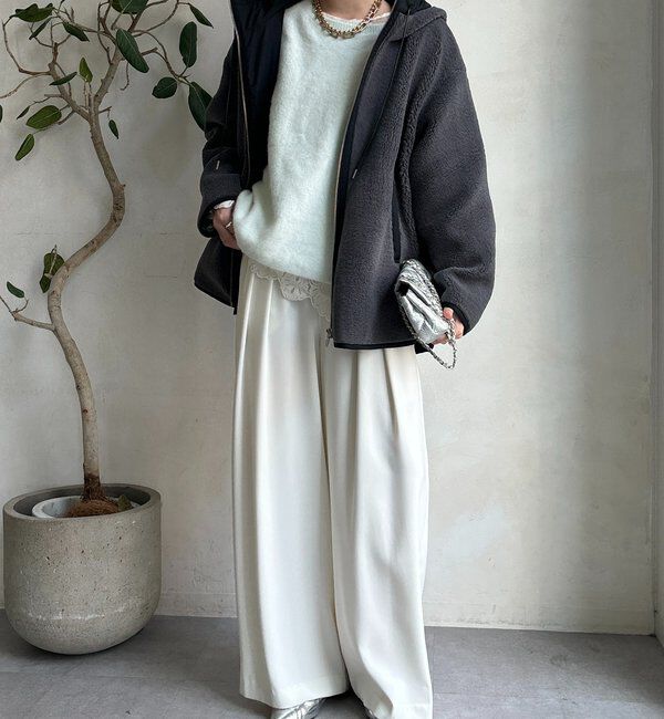  「ボア配色フーディーコート」|その他|