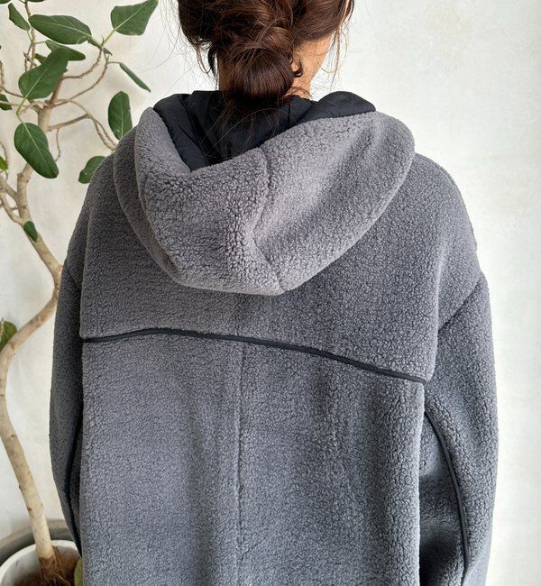  「ボア配色フーディーコート」|その他|