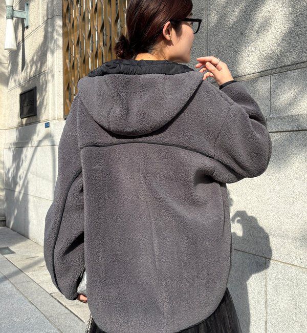  「ボア配色フーディーコート」|その他|