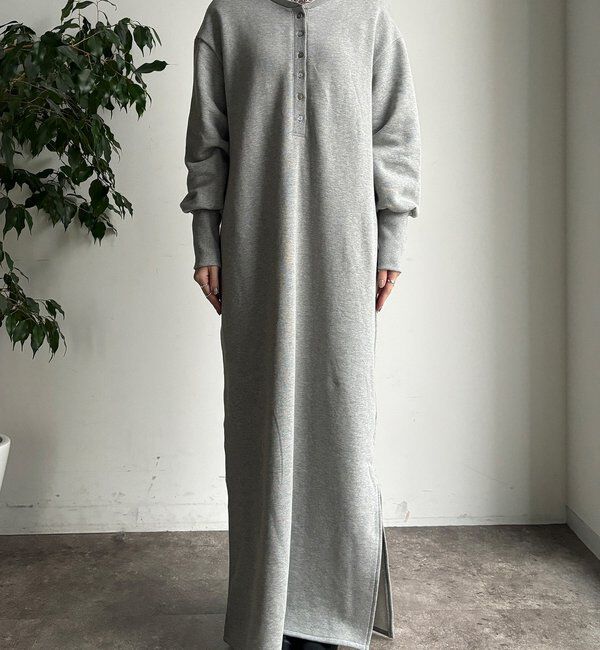  「裏毛裏起毛ヘンリーネックワンピース」|ワンピース|