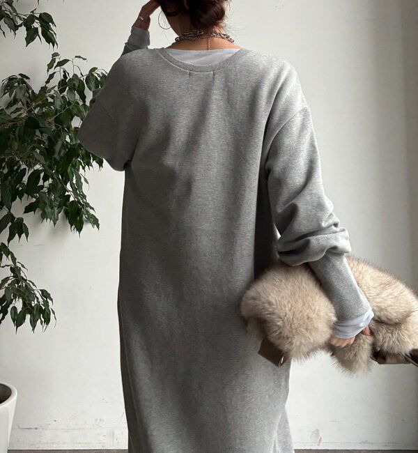  「裏毛裏起毛ヘンリーネックワンピース」|ワンピース|