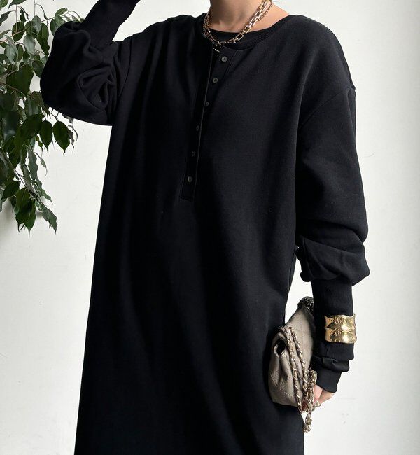  「裏毛裏起毛ヘンリーネックワンピース」|ワンピース|