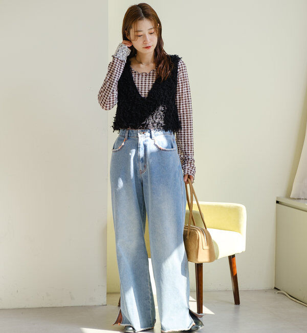  「【新色追加/前後2WAY】ファーショートベスト」|ベスト・ジレ|