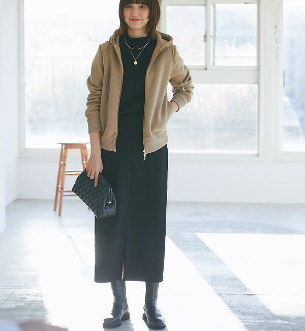  「【WEB限定/キレイめ上品】スポンジダンボールZIPパーカーカットソー」|パーカー|