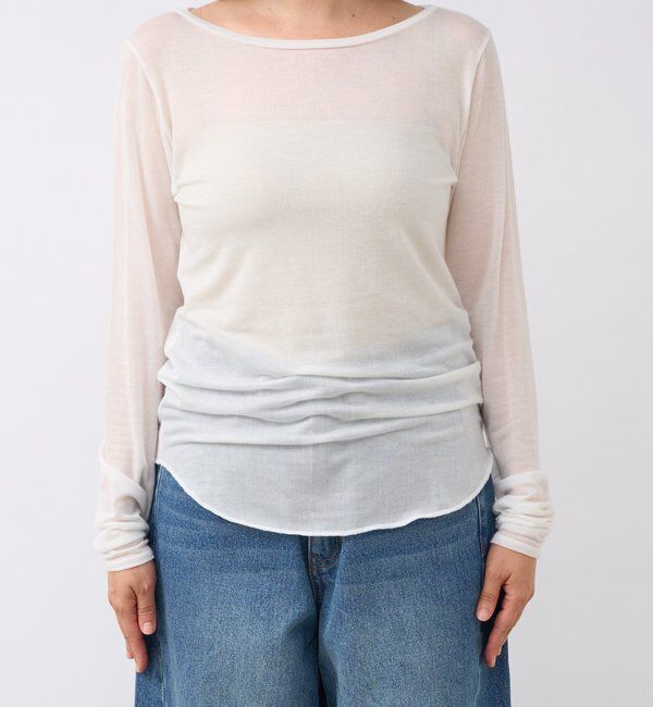  「【リバイバル/やわらかな肌触り】シルクカシミヤブレンドボートT」|Tシャツ・カットソー|