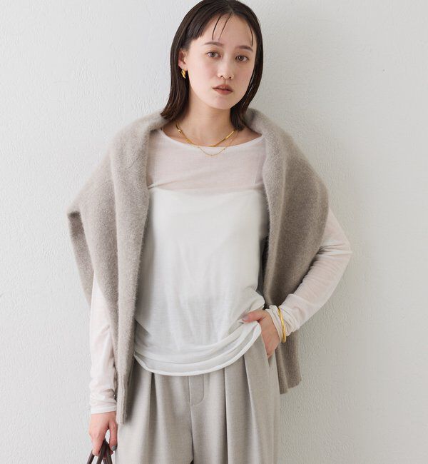  「【リバイバル/やわらかな肌触り】シルクカシミヤブレンドボートT」|Tシャツ・カットソー|