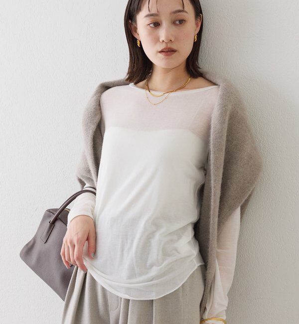  「【リバイバル/やわらかな肌触り】シルクカシミヤブレンドボートT」|Tシャツ・カットソー|