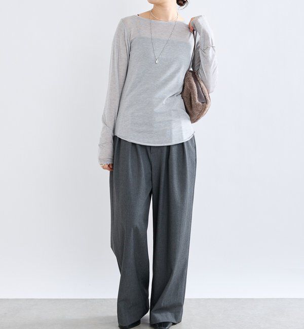  「【リバイバル/やわらかな肌触り】シルクカシミヤブレンドボートT」|Tシャツ・カットソー|