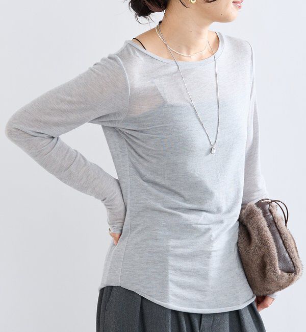  「【リバイバル/やわらかな肌触り】シルクカシミヤブレンドボートT」|Tシャツ・カットソー|
