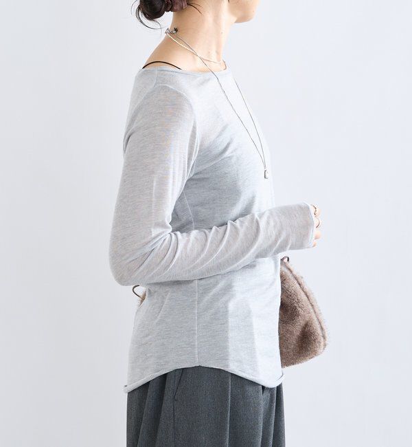  「【リバイバル/やわらかな肌触り】シルクカシミヤブレンドボートT」|Tシャツ・カットソー|