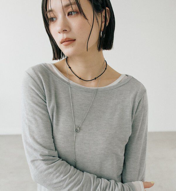  「【リバイバル/やわらかな肌触り】シルクカシミヤブレンドボートT」|Tシャツ・カットソー|