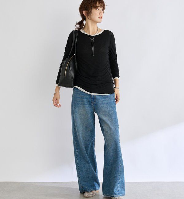  「【リバイバル/やわらかな肌触り】シルクカシミヤブレンドボートT」|Tシャツ・カットソー|