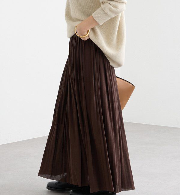  「【上品な印象に】シアーフライスギャザースカート」|スカート|ブラウン
