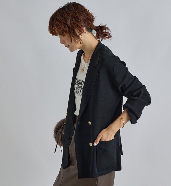  「【季節の変わり目に/接触冷感】ニットジャケット」|テーラードジャケット|