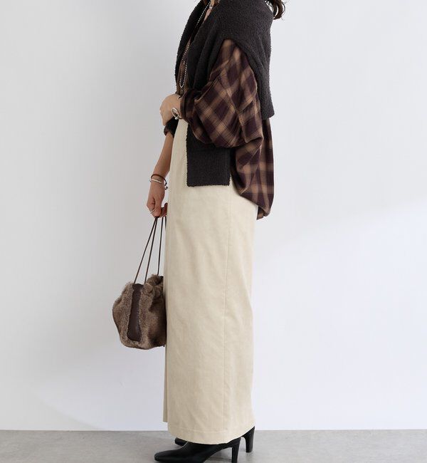  「【すっきり見えが叶う】ブラッシュドクロスIラインスカート」|スカート|
