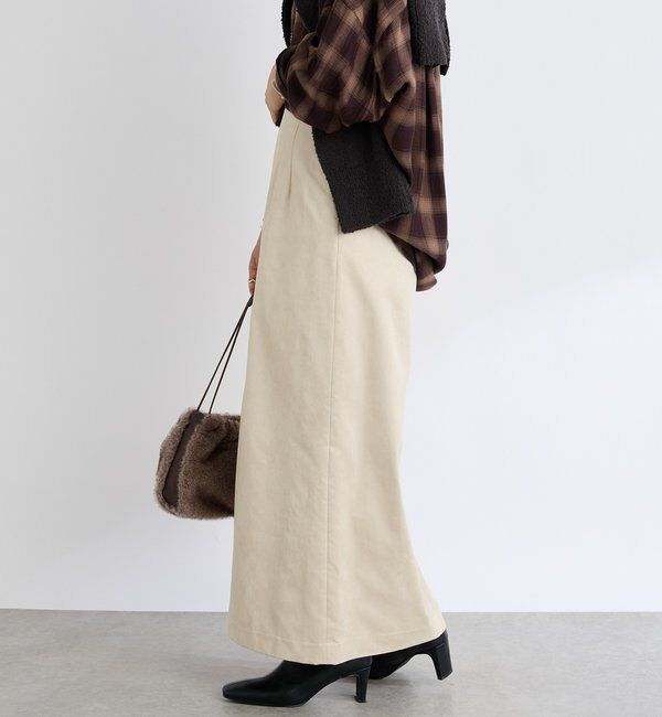  「【すっきり見えが叶う】ブラッシュドクロスIラインスカート」|スカート|