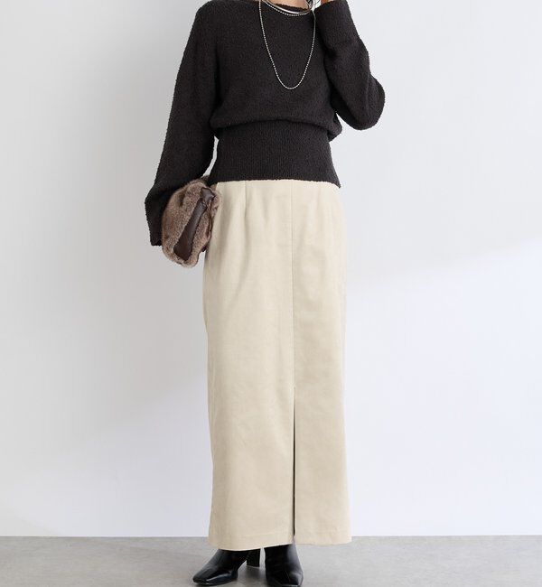  「【すっきり見えが叶う】ブラッシュドクロスIラインスカート」|スカート|