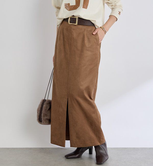  「【すっきり見えが叶う】ブラッシュドクロスIラインスカート」|スカート|