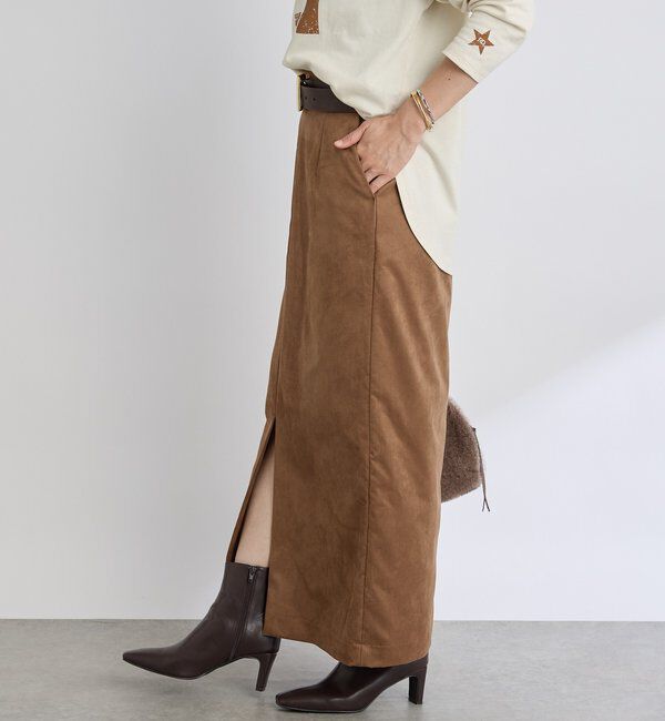  「【すっきり見えが叶う】ブラッシュドクロスIラインスカート」|スカート|