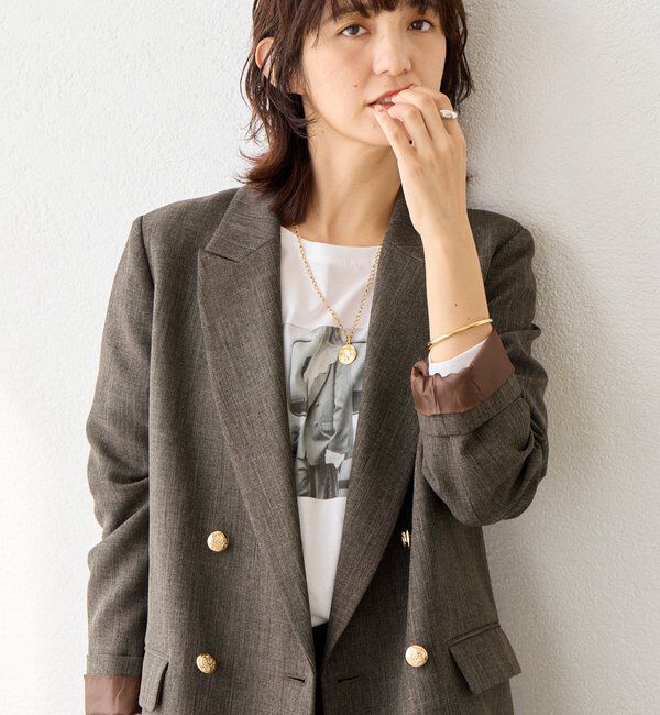  「【美シルエット】シャークスキンピークドラペルジャケット」|テーラードジャケット|
