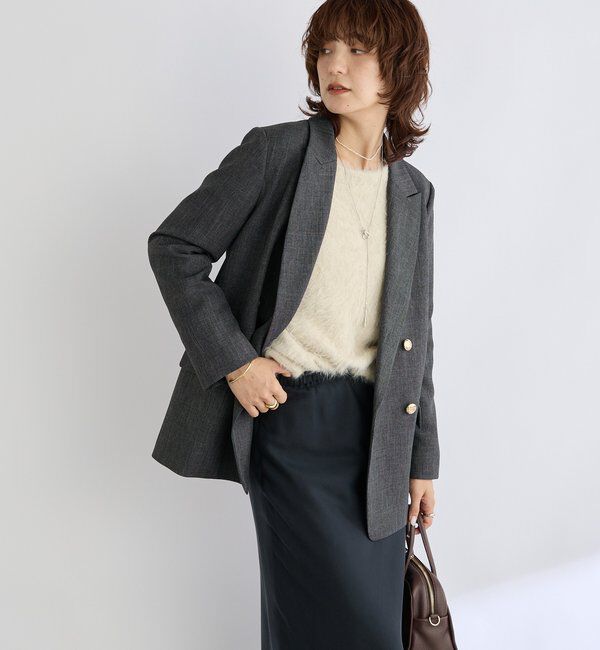  「【美シルエット】シャークスキンピークドラペルジャケット」|テーラードジャケット|