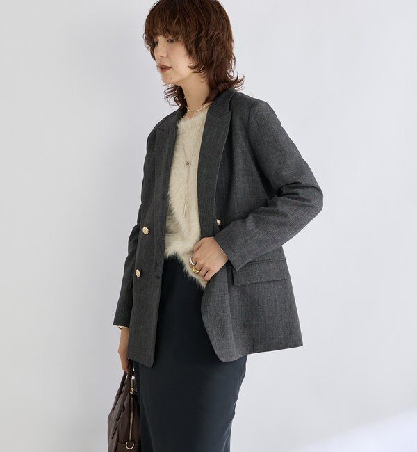  「【美シルエット】シャークスキンピークドラペルジャケット」|テーラードジャケット|