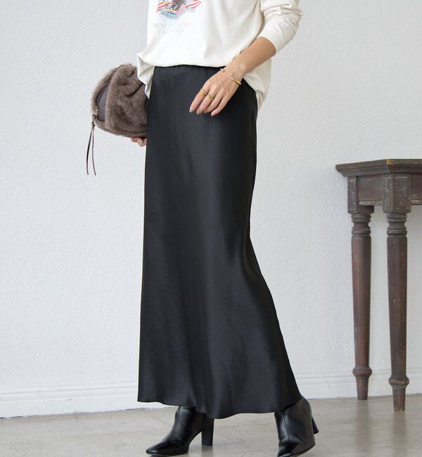  「【リラクシーな履き心地】ヴィンテージサテンバイアススカート」|スカート|