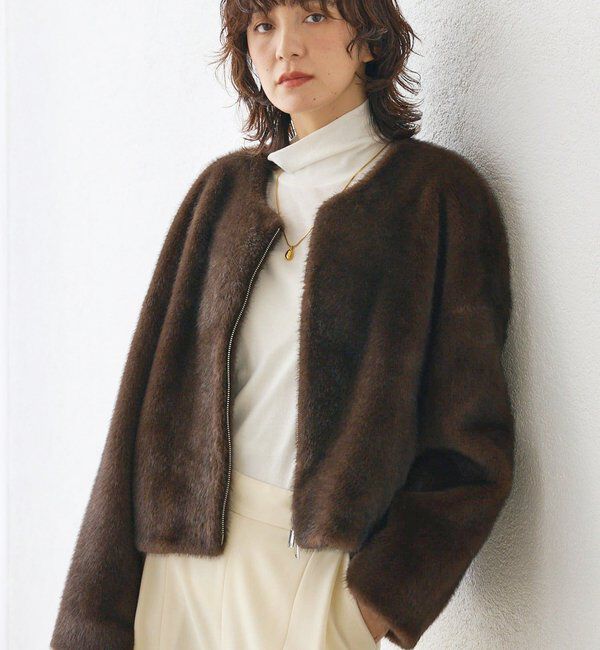  「【シーズンムード高まる】ミンクライクショートコート」|その他|ブラウン