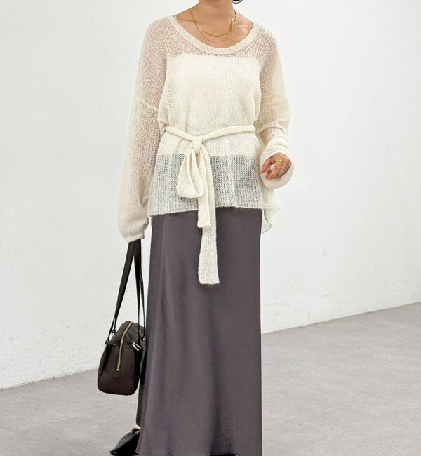  「【抜け感◎】ストール付アルパカルーズニット」|ニット・セーター|