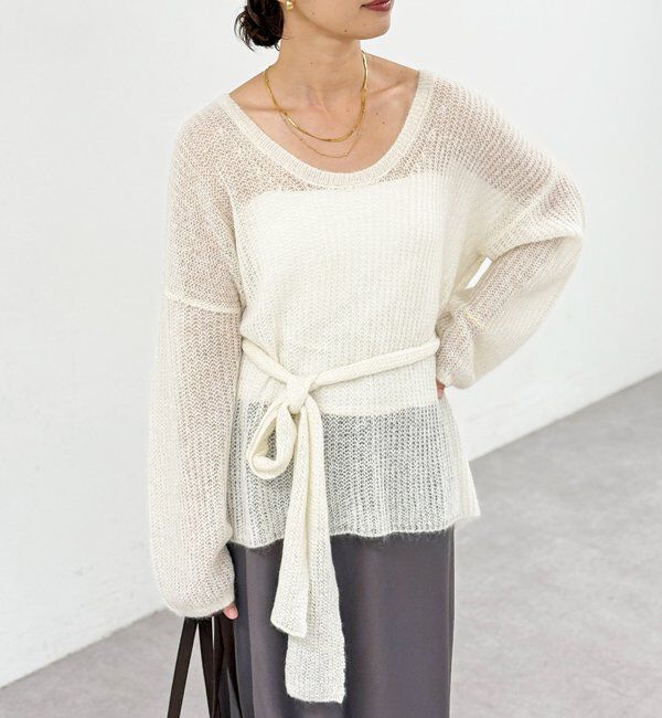  「【抜け感◎】ストール付アルパカルーズニット」|ニット・セーター|