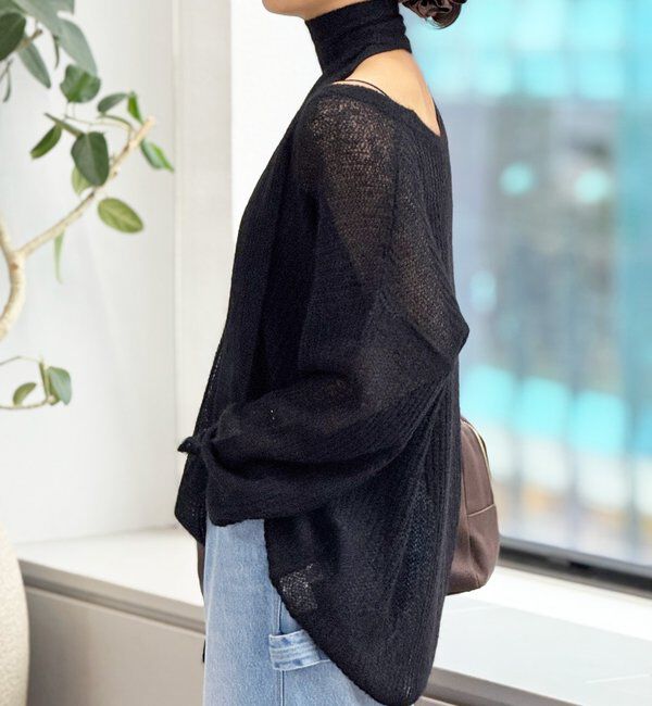  「【抜け感◎】ストール付アルパカルーズニット」|ニット・セーター|