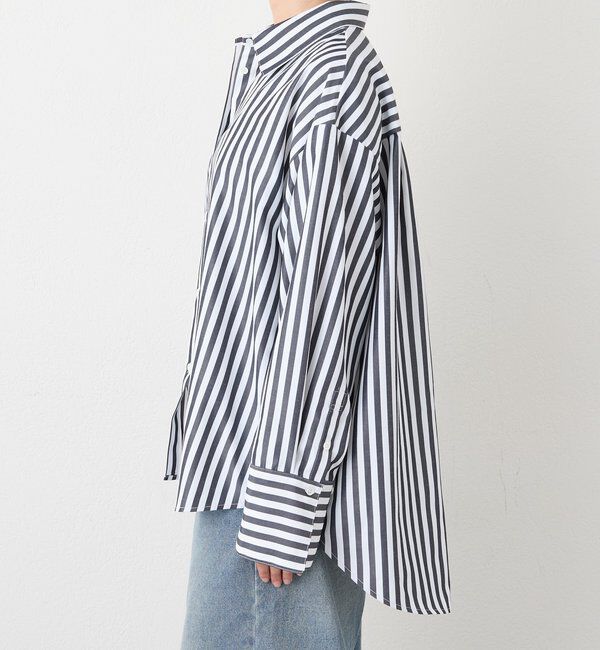 「【遊び心満載】バックプリント2WAYストライプシャツ」|シャツ・ブラウス|