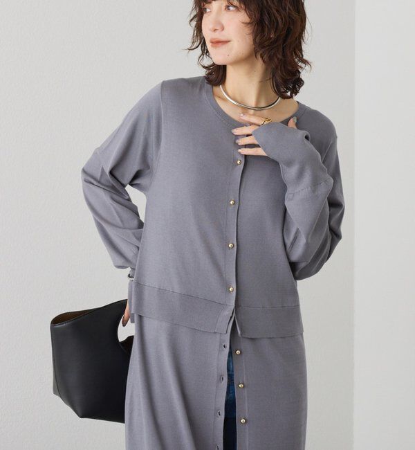  「【羽織としても使える】レイヤードニットワンピース」|ワンピース|グレー