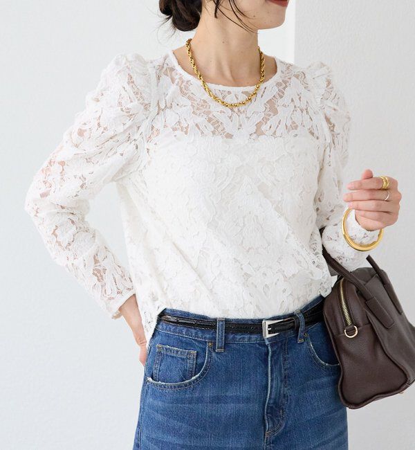  「【a Nice （ア ・ニース）】クラフトレースブラウス」|シャツ・ブラウス|