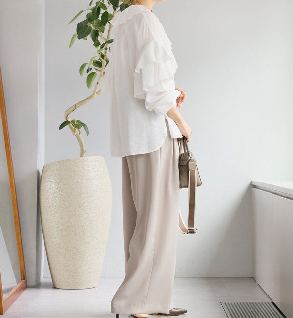  「【オケージョンや通勤に】ダブルサテンタックパンツ」|チノ|