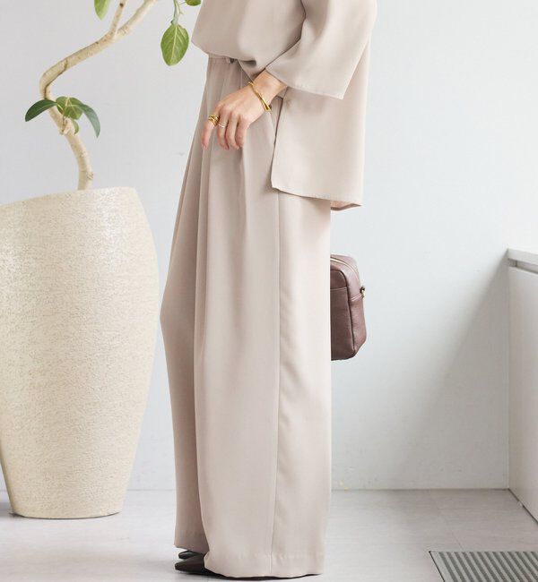  「【オケージョンや通勤に】ダブルサテンタックパンツ」|チノ|