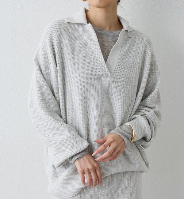  「【HERITANOVUM】ワッフルスッキパーニット」|ニット・セーター|ライトグレー