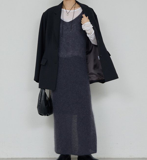  「【比留川游さんコラボ】シアーニットキャミワンピース」|ワンピース|チャコールグレー