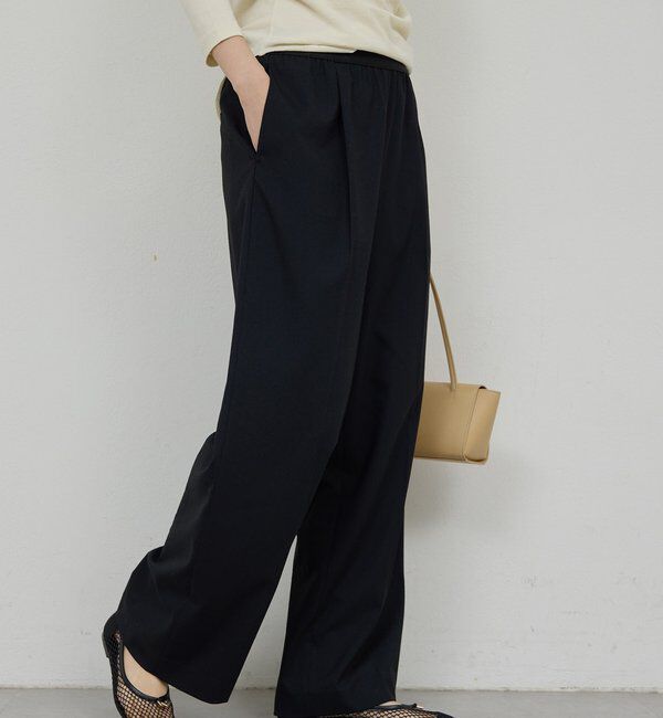  「【楽ちんキレイ見え】【セットアップ対応】エラスティックパンツ」|チノ|ブラック