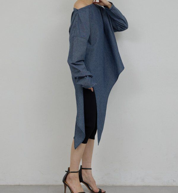  「【PEAS】【手洗い可】アシメシャンブレーシャツ」|シャツ・ブラウス|