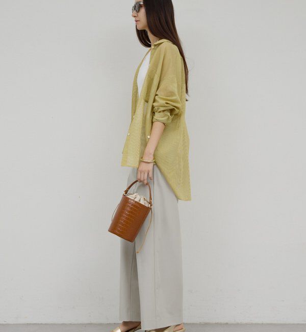  「【手洗い可】梳毛タックワイドパンツ」|チノ|