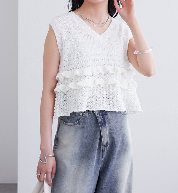  「フリルニットベスト」|ニット・セーター|