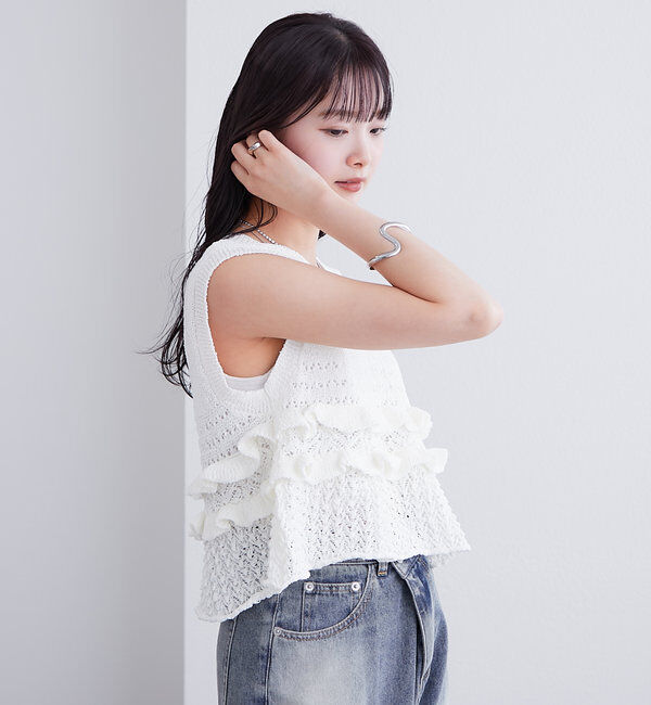  「フリルニットベスト」|ニット・セーター|
