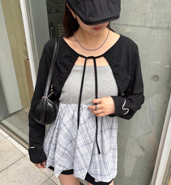  「ギャザーリボンボレロ」|カーディガン|ブラックその他2