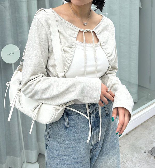  「ギャザーリボンボレロ」|カーディガン|