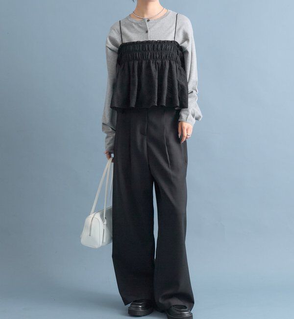  「【4色展開/レイヤードスタイル】チュールチェックビスチェ」|シャツ・ブラウス|