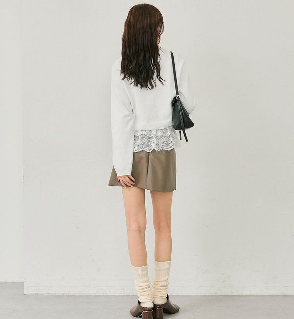  「ブークレ裾レースカーデセット」|カーディガン|